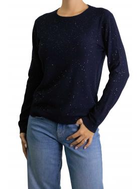 Maglioncino tinta unita con brillantini girocollo 